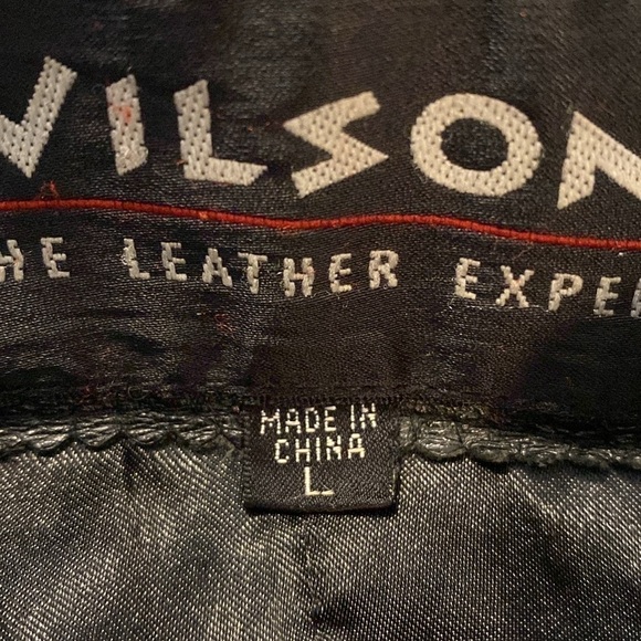 Wilsons black leather full front button up collard pocket leather jacket  large - Picture 13 of 13